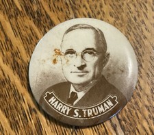 1948 HARRY TRUMAN Campaign Pinback Button 1  3/4