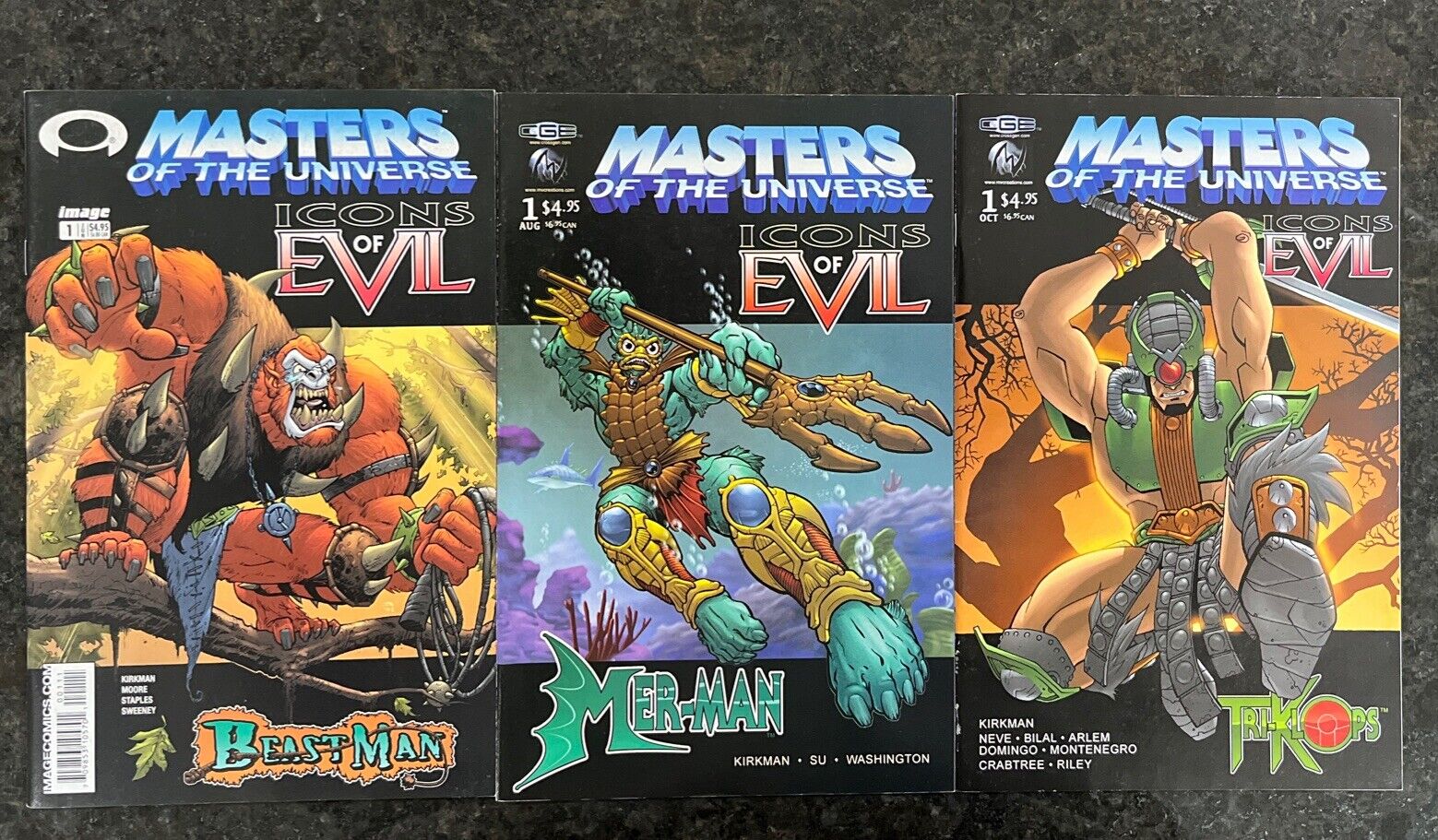 Masters of the Universe Icons of Evil 2003 Comic Lot Beast Man Mer-Man Tri-Klops