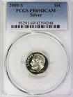 2000-S 10C Roosevelt Dime  PCGS PR69DCAM 90% Silver 22hcc0622