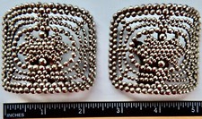 VINTAGE HOLFAST Steel Cut Marcasite Beaded Shoe Clips