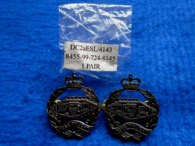 PAAR RTR, KÖNIGLICHES TANZERREGIMENT OFFIZIERE DIENSTKLEID BRONZE KRAGEN ABZEICHEN, TKS