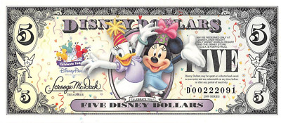 USA Disney Dollars  $5  Series of 2009  Prefix  D  Uncirculated note