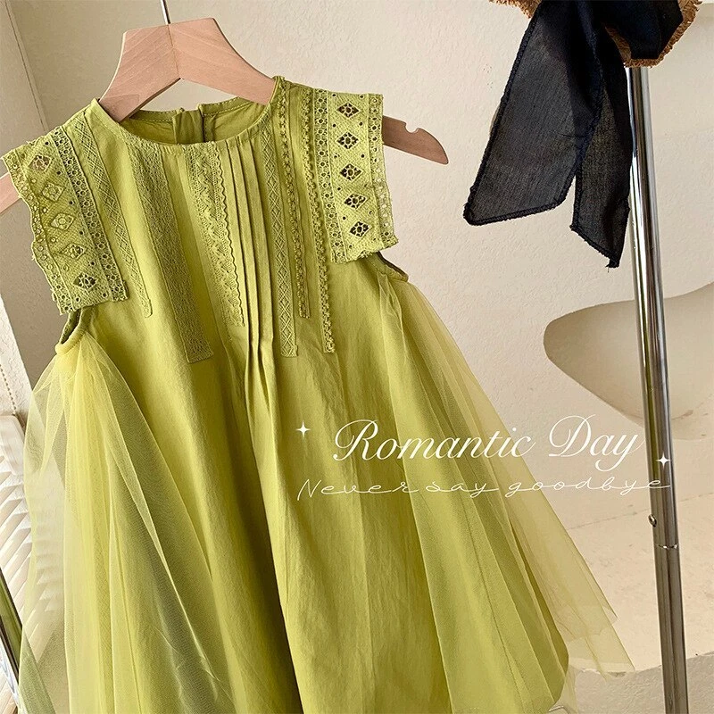 Verano Niñas Vestido Encaje Princesa Vestido Flor Vestido Ropa 2 3 4 5 6 7 8Y Foto 2 de 4