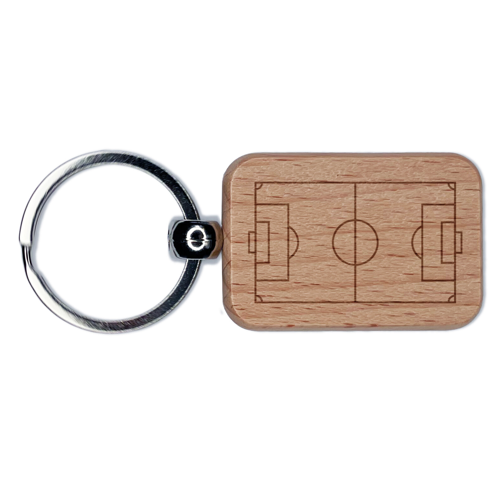 Aerial Top View Soccer Football Field Engraved Wood Keychain Charm Tag  