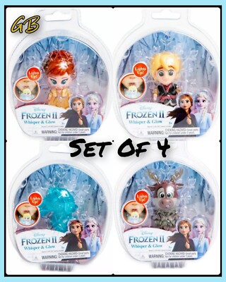Set Of 4 Frozen 2 Whisper & Glow ANNA-KRISTOFF-SVEN-NOKK Light Up Figure NEW