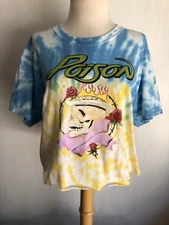 POISON (2021) Official NWT Women's Skull Crop Top Tie-Dye Band T-Shirt Size M/L
