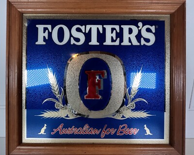 フォスターFoster's ビール　オーストラリア　F1　ポスターパネル VINTAGE FOSTERS LAGER BEER SIGN GLASS ACRYLIC ETCHED 17x19 | eBay