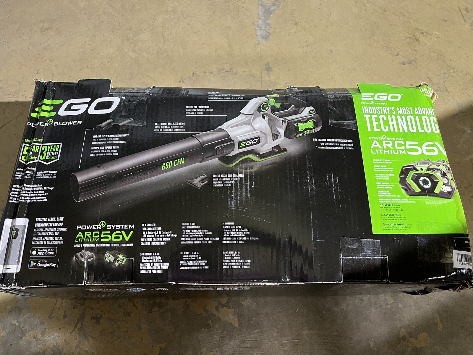 NEW Ego POWER+ 56V 650CFM VariableSpeed Handheld Leaf Blower Model LB6504 692042011672 eBay