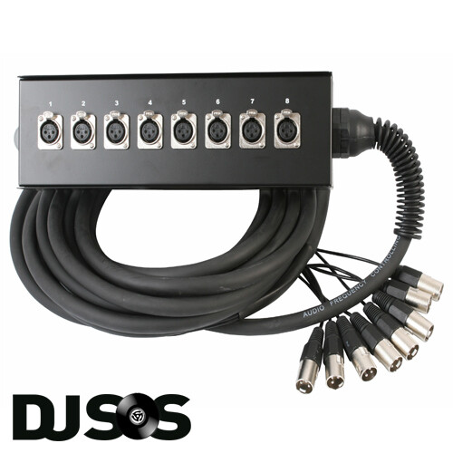Pulse PLS00332 10 Metre 8 Way Metal XLR Multicore Stage Box Snake 10m