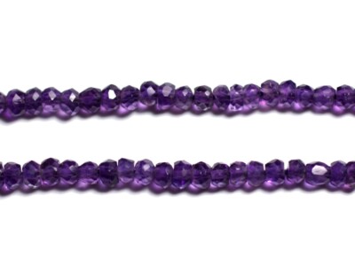 Lot De 10 Perles En Améthyste - Rondelles Facettées De 2 à 3mm - Couleur Violet - Pour Création De Bijoux (DIY)
