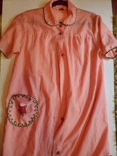 Vintage Montgomery Ward Snap Front Pink Floral Robe Duster House Coat