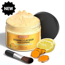 Vitamin C Face Mask with Kaolin Clay and Turmeric for Dark Spots, Dull Skin, ...