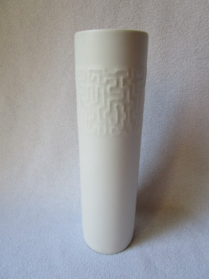 Rosenthal Studio-Linie Design Bisquit Vase Relief Cuno Fischer signiert 23x6,5cm