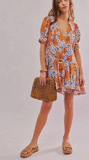 NEW FREE PEOPLE SUGAR CRUSH FLORAL DROP WAIST BABYDOLL MINI DRESS SZ XS