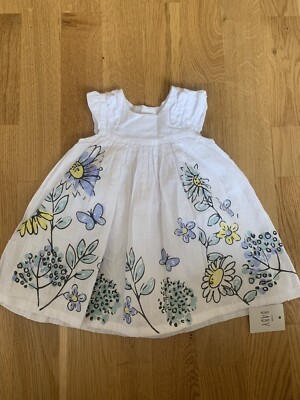 WEISSES BLUMENKLEID 0-3 MONATE NEU MIT ETIKETT URLAUB TAUFE HOCHZEIT SOMMER PARTY PASSFORM 