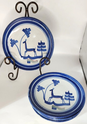 Very rare set of 6 Else Dorr (1896-1993) for Velten Vordamm 1920s dessert plates