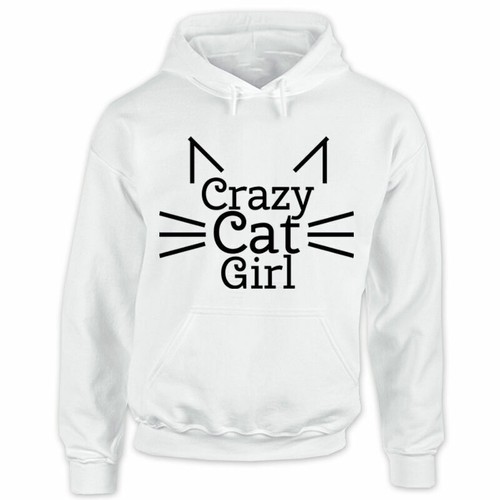 Kids Crazy Cat Girl Hoodie - Cute Custom - Kitten Kitty - Childrens Hooded Top - Picture 11 of 13