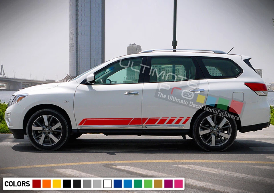 2x Kit de calcomanías adhesivas gráficas a rayas para Nissan Pathfinder cubierta lámpara faldones de puerta Foto 3 de 4