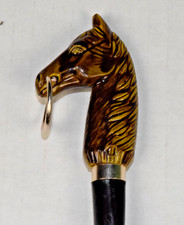 Vintage Plastic Shoe Horn 70s Glazed Brown Horse Head Mouth Ring 9 Inch