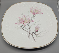 Bavaria Servierplatte Goldrand Jaeger Fish Kuchenplatte Blumenmuster Magnolie