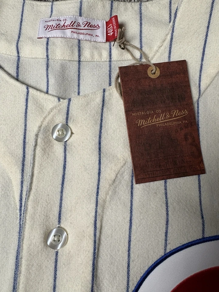 CAMISETA DE LANA MITCHELL & NESS AUTÉNTICA CHICAGO CUBS L ERNIE BANKS VENTA AL POR MENOR $350 Foto 4 de 4