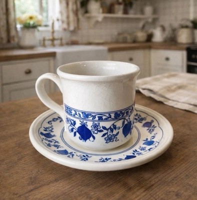 Vtg Biltons Blue Onion Cup & Saucer Set - 1970s - Made In England - 5.5 