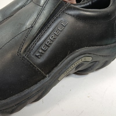 Merrell Mens Jungle Moc Midnight Black Leather Slip On Shoes  display picture 1