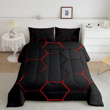 Honeycomb Bedding Set Honeycomb Modern Hexagon Theme Comforter Set for Kids Boys