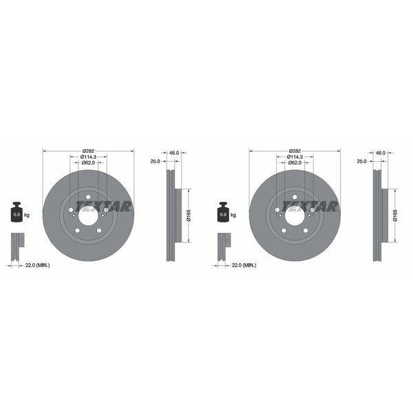 2X Textar PRO Bremsscheiben 282Mm InnenbelÜFtet Vorne Passend FüR Toyota Corolla-image