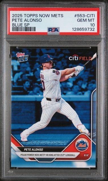 2025 Topps Now Pete Alonso Blue SP #553-CITI PSA 10 GEM MT Mets Limited Rare