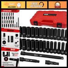 12 Drive Deep Impact Socket Set 6-point Sae Metric Sizes 38-1 10-24mm 12 Drive Deep Impact Socket Set 6-point Sae Metric Sizes 38-1 10-24mm
