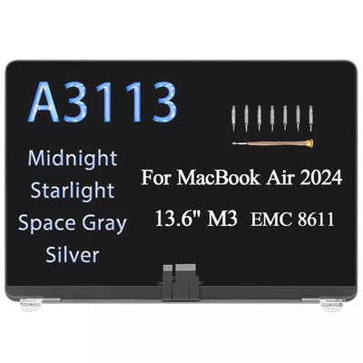 For Apple Macbook Air A3113 M3 2024 EMC 8611 LCD LED Screen Display Assembly A++