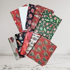 10 Christmas Fat Quarters Quilting Fabrics Bundle GRAB BAG - Assorted Red