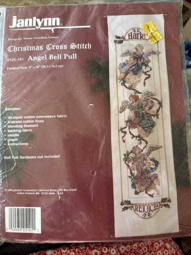 NEW Janlynn Christmas Cross Stitch ANGEL BELL PULL KIT 8" X 30" Unused #125-141