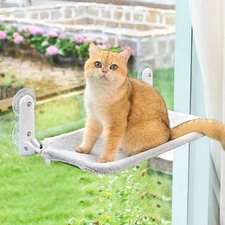 Cordless & Foldable Cat Window Perch with Metal Frame and Reversible Washable...