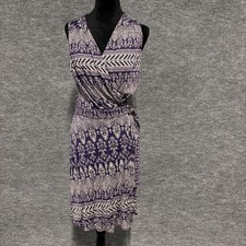 Tory Burch Dress Womens S/P Purple Wrap Floral Boho Belted Knee Length