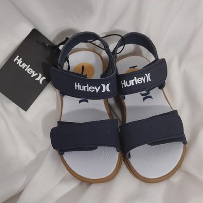 NWT Hurley Boy's Dark Blue and White Ken-T Sandals Size 7