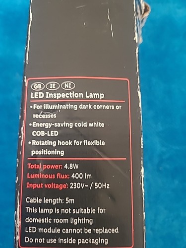 Parkside 4.8W LED Inspection Lamp Work Light With Hook Workshop DIY Used Vgc - Picture 7 of 11