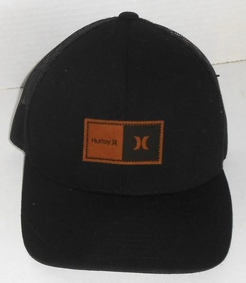 Hurley One & Only Leather Patch Mesh Back Black Trucker Hat B45
