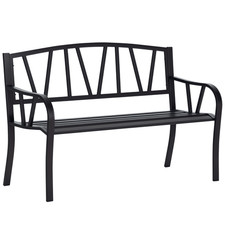 Heavy-Duty Outdoor Bench with Stylish Decorative Backrest