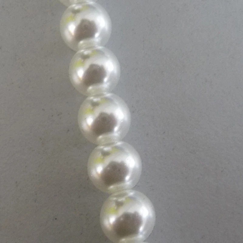 Collana Di Perle 8Mm Con Chiusura A Cuore Gioielli Da Sposa Bianco - Immagine 4 di 4