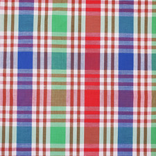 Vintage Plaid Cotton Blend Fabric 55 x 45 Red Green Blue Lightweight