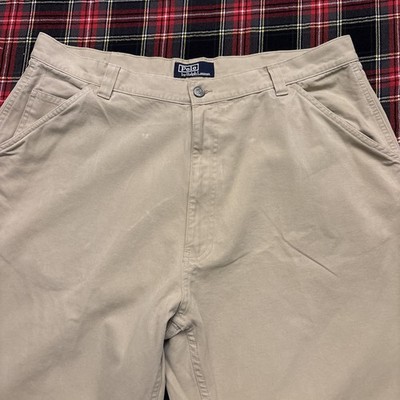 VINTAGE Polo By Ralph Lauren Men Pants 38X32 Khaki Chino Twill Baggy 90s (MINT)