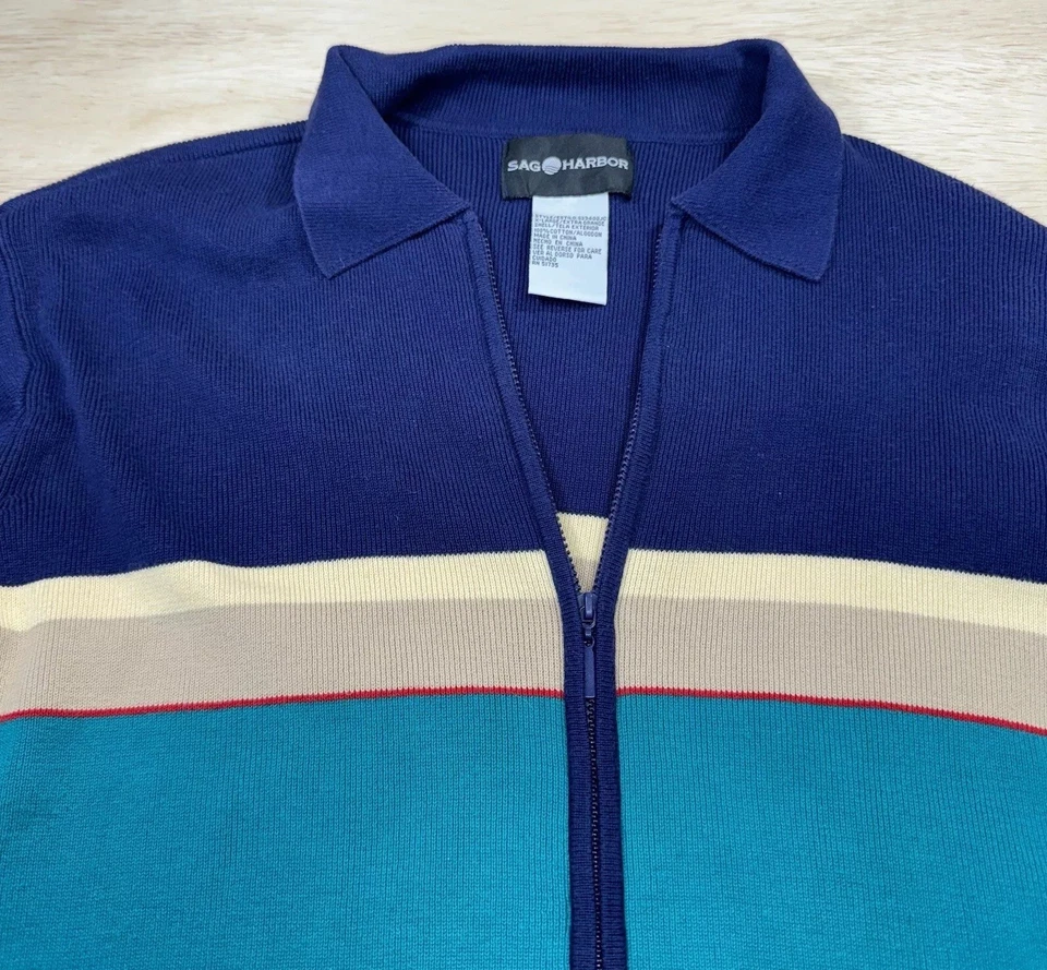 Suéter Cremallera Completa Mujer XL Cárdigan Colorido Sag Harbor Foto 3 de 4