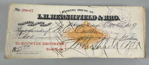 Lot of 200 L.H. Hershfield & Bro. Montana Checks 1878-1879