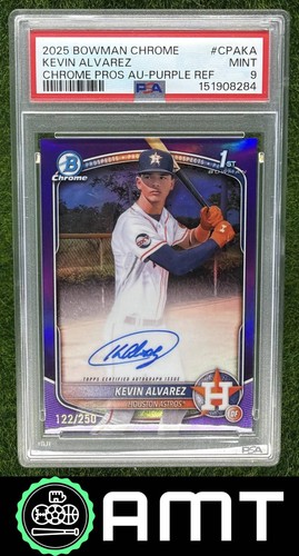 Kevin Alvarez Auto PSA 9 2025 Bowman Chrome 122/250 Purple Astros 1st 8284