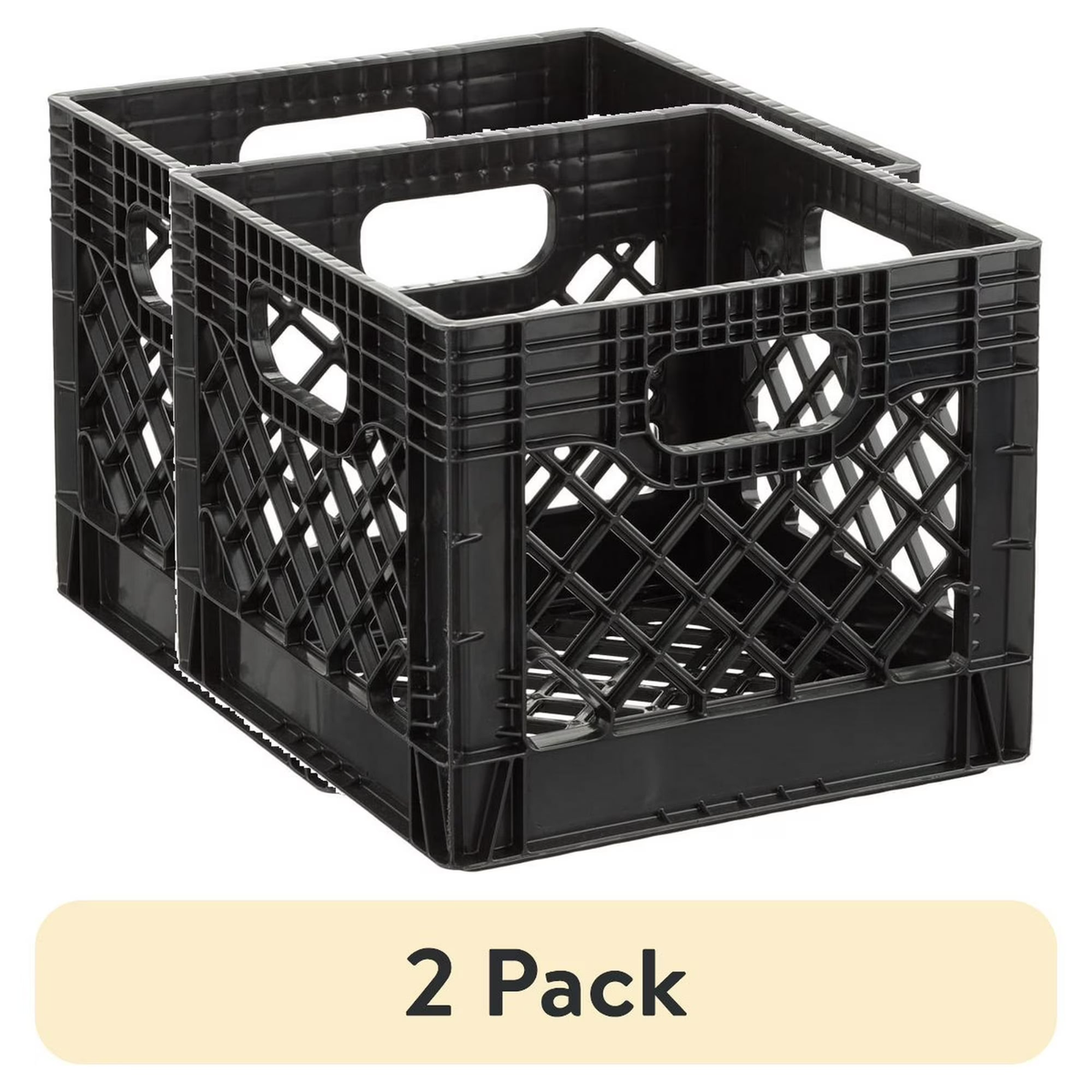 Juggernaut 11x13x13 Black Milk Crates 2-Pack - Heavy Duty Storage Crates For Home & Garage