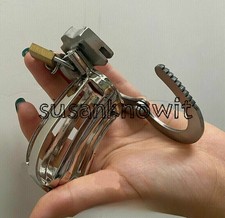 Stainless Steel Adjustable Buckle Rings Cage Male Chastity Device Metal Lock