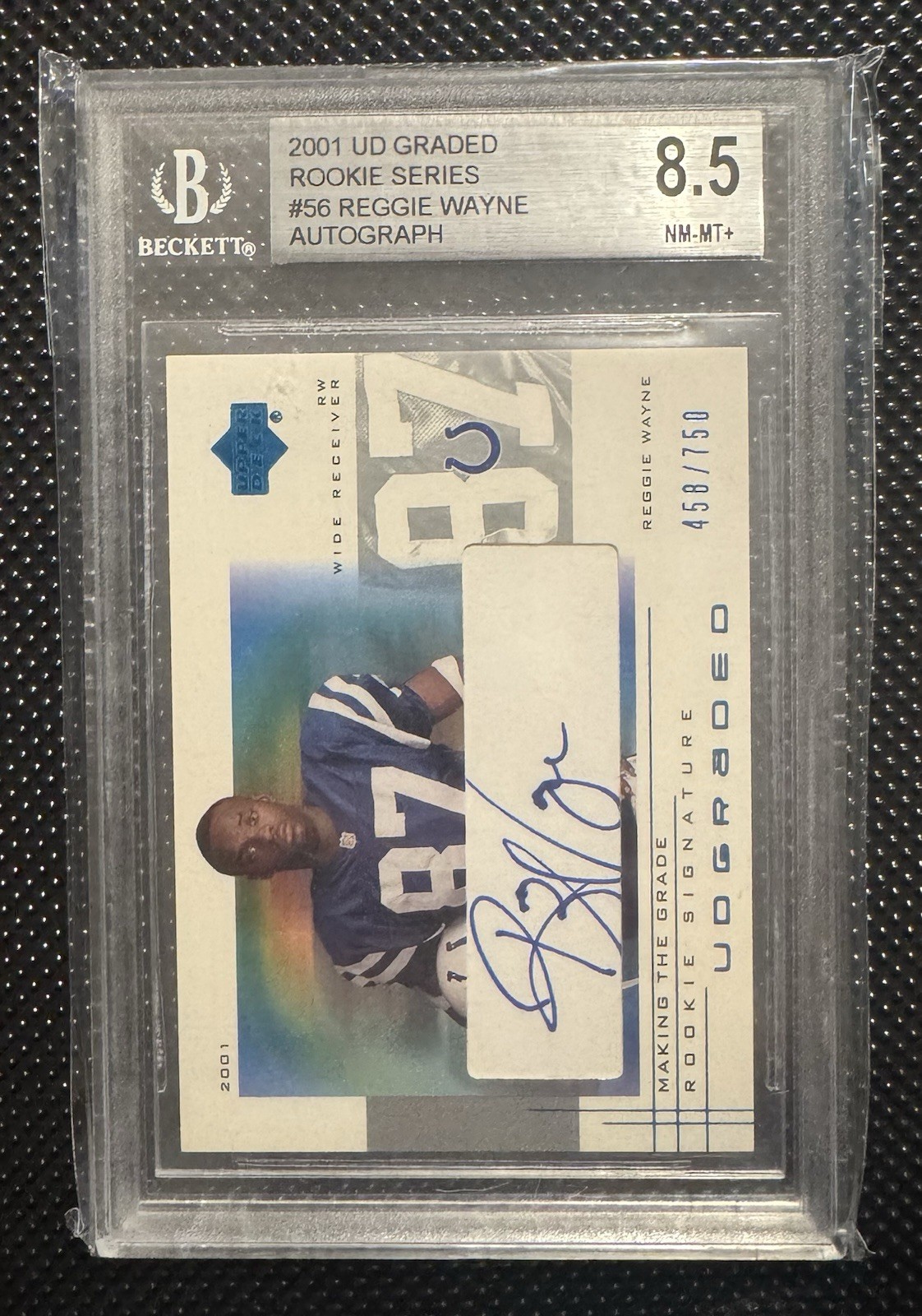 Upper Deck 2001 UD Graded Reggie Wayne #56 Rookie Auto /750 BGS 8.5 Colts