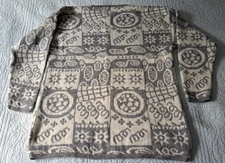 Maglia Donna Angora Wool Sweater Gray Ivory Size Medium Abstract Art Print Italy